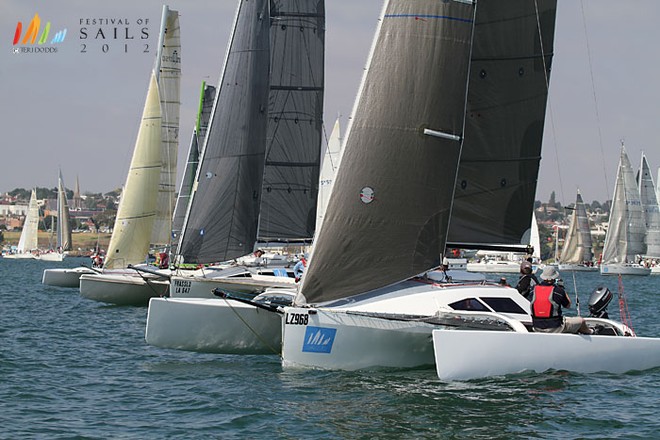 Festival Of Sails 2012, Coca Cola Multihull Division, Royal Geelong Yacht Club, Geelong (AUS), 27/01/2012. Race Start © Teri Dodds/ Festival of Sails http://www.festivalofsails.com.au/